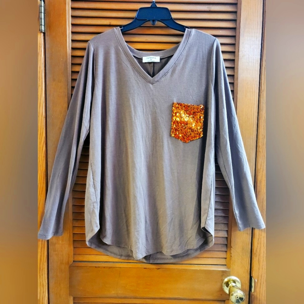 ZENANA Bling Pocket Top
